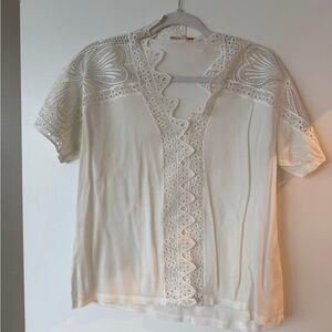 Maje White Lace Detail Blouse